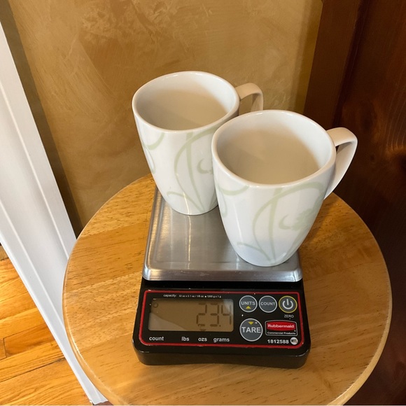 CORELLE Coordinates Porcelain Mugs (2) Green Flowers Swirls Squarish White - Picture 7 of 7